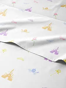 Kids Twin Size Princess Bed Sheets - 3 Piece Kids Princess Sheet Set