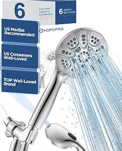 HOPOPRO 7-Mode High Pressure Handheld Shower Head with Power Wash, Chrome