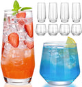 ZMOWIPDL Drinking Glasses Set of 8,Clear 13 oz & 18oz Crystal Glass Cups,Drinkware Glassware,Highball Water Tumbler,Short Stemless Wine Glassesï¼Œfor Beer,Cocktail,Whiskey,Juice and Various Mixed Drinks