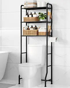 Kitsure Over Toilet Storage Rack, 63.2" H Space-Saving, Holder & Hooks