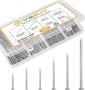 VGBUY 420PCS Stainless Steel Hardware Nails Assortment Kit, Up to 3 Inch Long Nails for Hangig Pictures, 6 Size Picture Hanging Nails, Small Nails, Wall Nails, Wood Nails, Finishing Nails