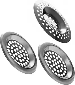 Bathroom Drain Hair Catcher - Stainless Steel Drain Catcher Kitchen 3 Pcs - Sink & Bathtub Drain Strainer, 2.83 & 2.91 Inches
