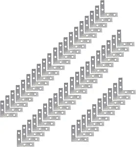 50Pcs Corner Brace 4 Holes Flat L Shape Repair Bracket 1.5"x1.5"