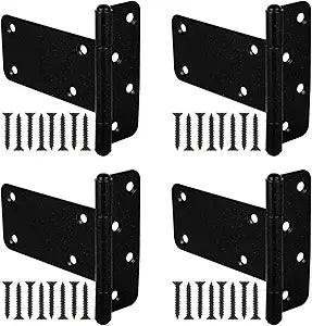4 Pack 5 in T-Strap Heavy Duty Gate Hinges 260 Lbs Capacity,Black