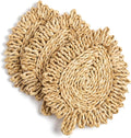 Boho Leaf Trivets for Hot Dishes - Corn Husk Woven Hot Pads 8 x 11 Inch, Rustic Farmhouse Kitchen Decor, Heat Resistant Mats, Natural Style Housewarming Gift Set of 3