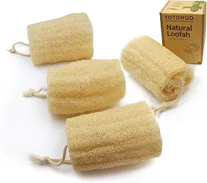 Natural Loofah Sponge Exfoliating Body Scrubber(6" Economical 4Pack),Organic Luffa for Women and Men in Shower
