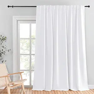 NICETOWN Sliding Door Curtains for Patio, Wide Width Drape, Vertical Curtain for Patio Door Doorway Dining Foyer Office Cafe Backdrop (White, Width 100 inches, Length 95 inches, Sold Individually)