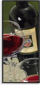 Vintage Red Wine Glass Still Life, 10 x 24 Inch Framed Gicle Print