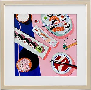 Sushi Platter Kitchen Dining, 13 x 13 Inch Framed Print Under Glass