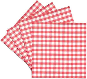 3dRose InspirationzStore Gingham Patterns - Red and White Gingham Pattern - Retro Checks Checkered Checked Rustic Italian Kitchen Dining Theme - Set of 4 Ceramic Tile Coasters (CST_113016_3)