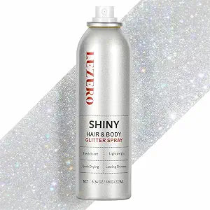 Rainbow Silver Hair and Body Glitter Spray for Rave Festival Makeup, 6.34oz