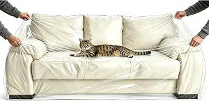 Clear Thick Sofa Cover, 96 in Wide Waterproof Pet Couch Protector, Transparent Vinyl Couch Slipcover for Cats and Dogs, AntiScratch Furniture Protector for Living Room