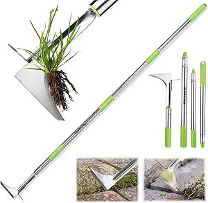 WORKPRO Crack Weeder, Stainless Steel Crevice Weeding Tool with Adjustable Long Handle (27"-54")
