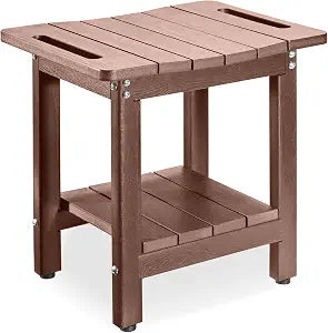 HDPE Shower Bench for Inside Shower  Waterproof, Durable Shower Chair and Stool for Adults  Complete with Storage Shelf & Adjustable Feet  Supports 300 lbs for Bathroom & Bathtub, Brown