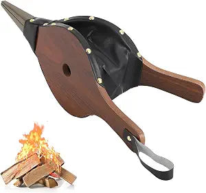 Gtongoko Fireplace Bellows, 14.8 Inch Compact Fire Blower, Brown