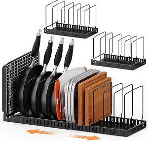 Cutting Board and Baking Sheet Organizer for Cabinet with Solid Metal Base