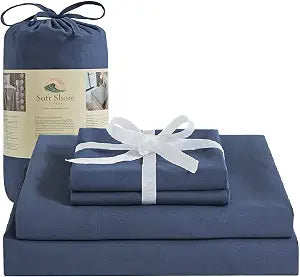Bed Queen Size Sheets Set 4 Piece Soft Microfiber Bedding Midnight Blue