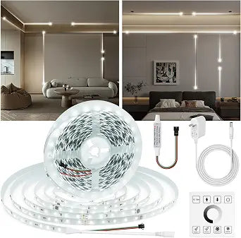 Runing Water Flowing LED Strip Light 65.6ft 6500K White with Remote