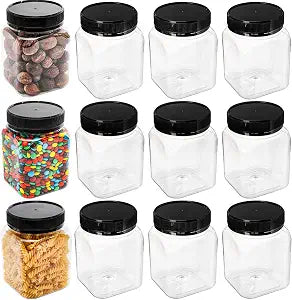 ZAVOOS 12 Pack Plastic Jars with Lids, 24 Oz
