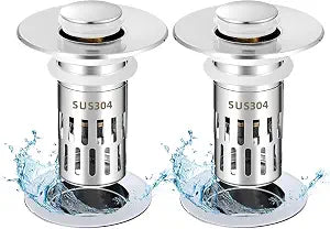 Bathroom Sink Drain Stopper, Universal Pop Up Drain for Bathroom Sink Replacement, Sink Drain Cover with Anti-Clogging Filter Basket Hair Catcher, Sink Drain Strainer for 1.1-1.45 Inch