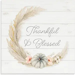 Stupell Industries Thankful Blessed Autumn, 24 x 24 Inch Canvas Wall Art