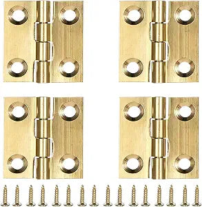 4 Pcs Mini Hinges, Folding Butt Hinges 1 Inch Retro Brass Butt Hinge