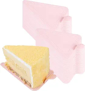 Restaurantware 4.5 x 3 Inch Cake Boards 100 Triangle Dessert Trays - Lightweight With Handle Pink Plastic Pastry Boards Disposable Serves Appetizers Or Desserts