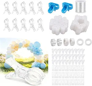 OBEAR 109 Pcs Invisible Clear Matte Balloon Arch Supplies Kit, 10 Heavy-Duty 3.5 Inches Transparent Spring Clamps for Backdrop Decor, Balloons Not Included for Wedding Birthday Graduation