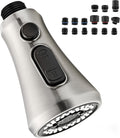 Pull Down Kitchen Faucet Head Replacement Brushed Nickel with 15 Adapters