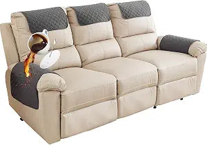 Quilted Sofa Nonslip Recliner Armrest Cover (Dark Gray,3 Seater(5pcs)