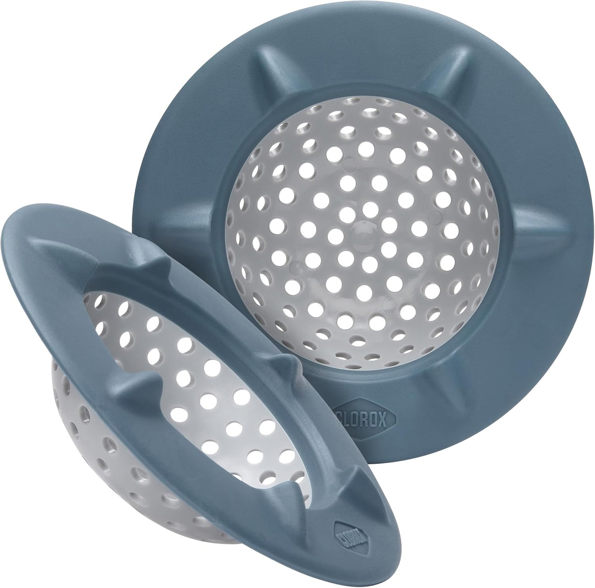 Clorox KeptCleanâ„¢ WaterGuard Sink Strainer - 2 Pack, Steel Blue - Elevated Drain Protector with Open-Flow Ribbed Design for Kitchen Sink Drainage & Food Debris Collection