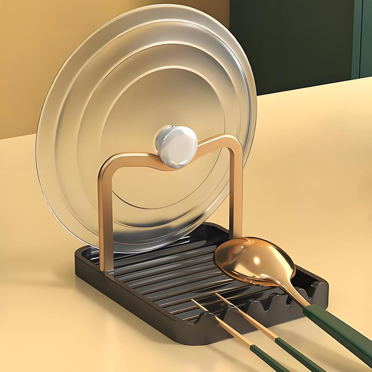 Spoon Rest with Lid Holder for Stove Top, 304 Stainless Spoon & Lid Rest