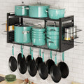 31" Wall Mounted 2-Tier Pot Rack, Kitchen Cookware Spice Utensil Organizer