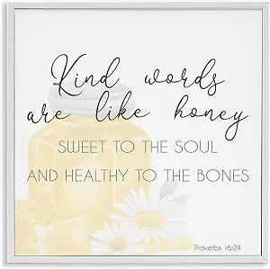 Honey Inspired Floral Letter Print, 17 x 17 Inch Framed Gicle Print