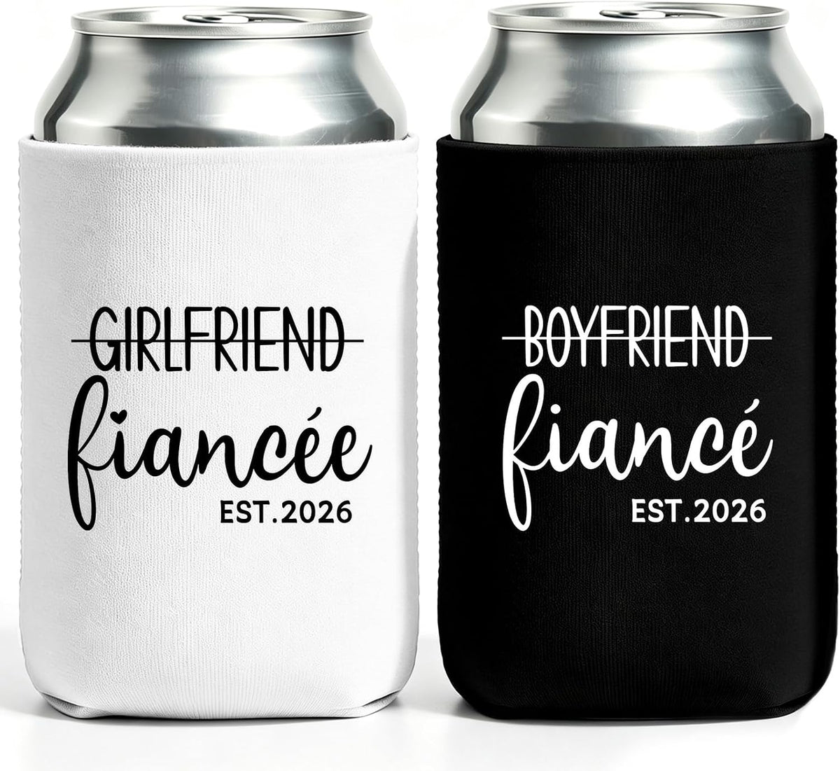 Newly Engaged Couples Can Coolers Set of 2 - Engagement Party Gifts, Fiancee and Fiance Gift for Him and Her, Engaged Gifts for Couple
