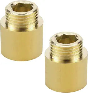 2PCS Shower Arm Extension - 31mm Length Solid Brass G1/2 Male to Female Adapter, Heavy Duty Water Pipe Fitting for Shower Head, Pool, Fuel & Pneumatic Systems