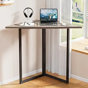 VECELO Corner Shelf, End Side Tables, Triangle Shelves with Metal Frame for Small Space, Living Room, Kitchen, Bathroom Classic Grey