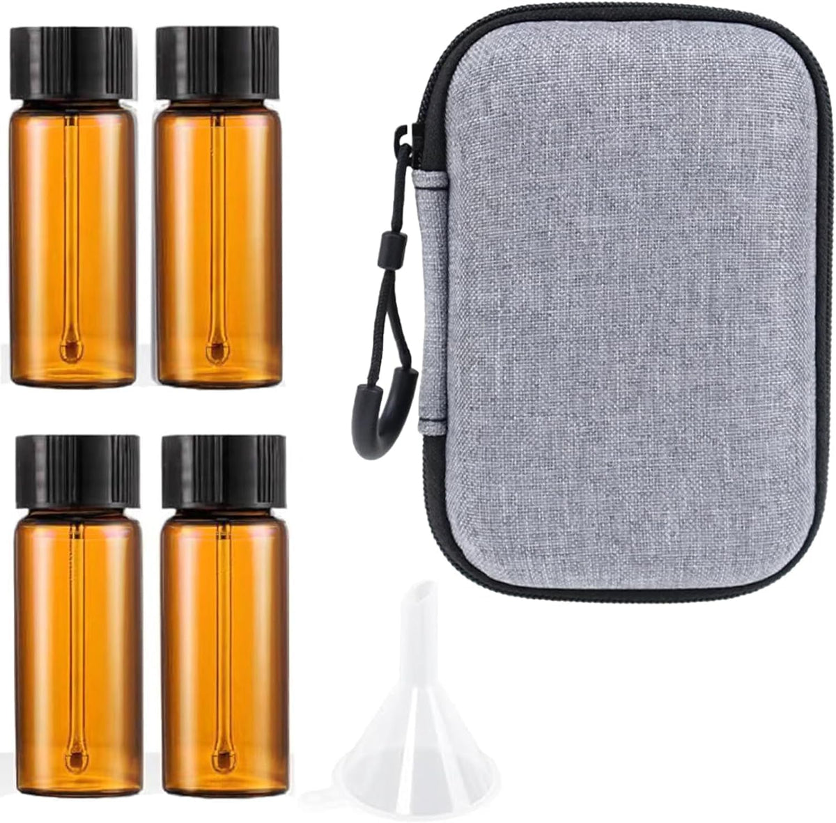 4-Pack Glass Spice Jars with Lids and Spoons, Kitchen Seasoning Storage Organizer Set with Funnel and Storage Case