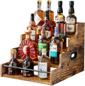 KLM Liquor Bottle Display Shelf, Coffee Syrup Rack Organizer,Brown