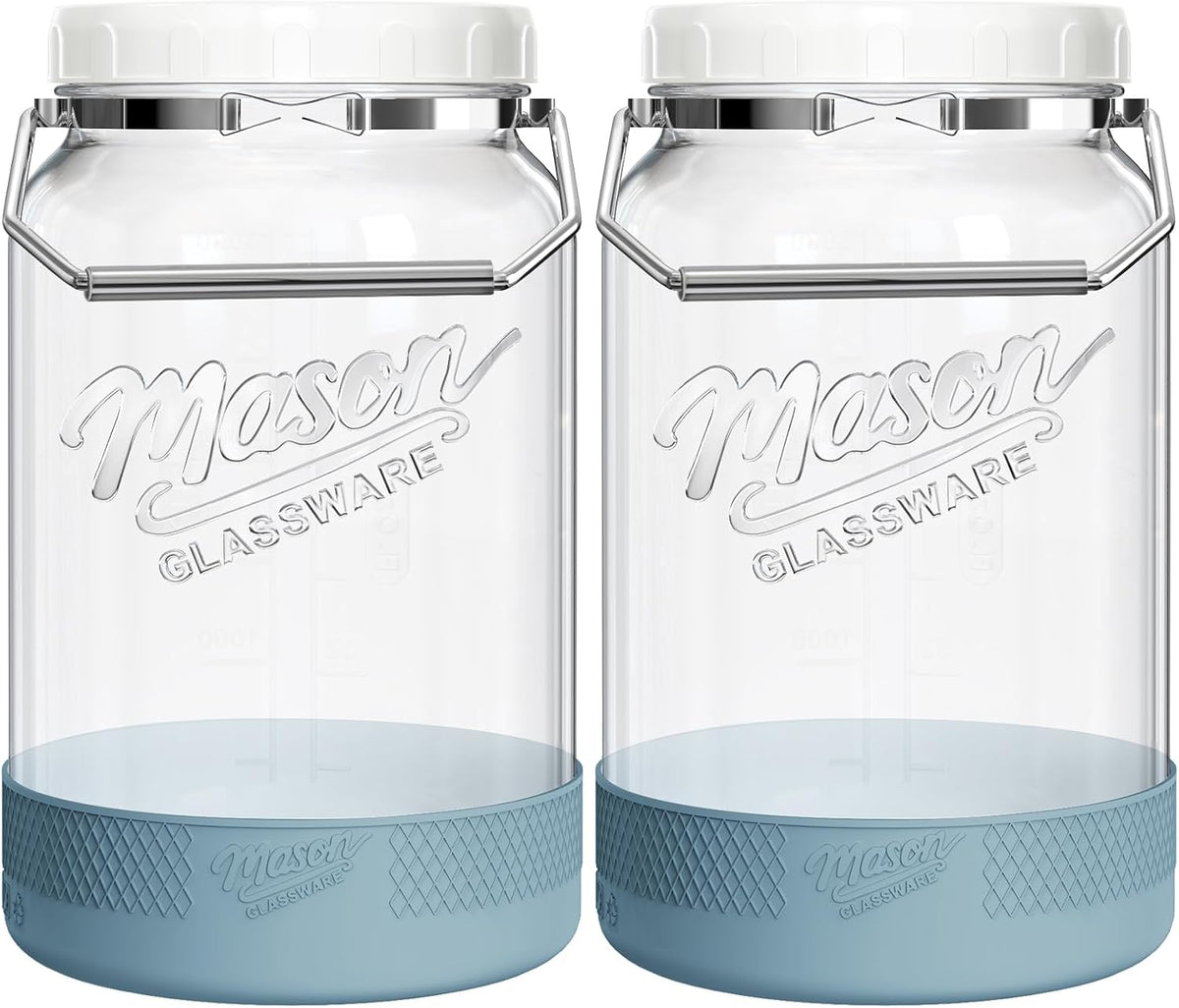 2 Pack 1 Gallon Glass Jar with Airtight Lid for Food Storage