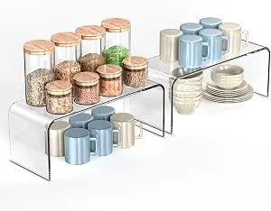 Clear Cabinet Shelf Organizers, 2 Pack Shelf Risers Kitchen Cabinets, Spice Rack for Dishes, Soda Cans and Cup11.8 x 4.72 x 4.72 Inch