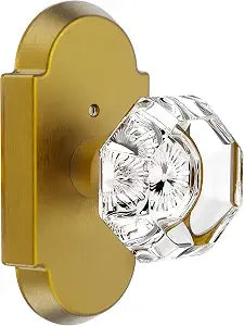 Glass Door Knobs Interior, Antique Brass Crystal Door Knobs with Lock