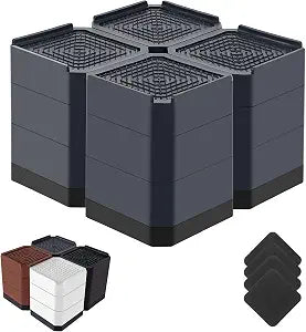 Bed Risers Heavy Duty, Adjustable Furniture Riser Blocks Lift 1.5, 3, 4.3 inches for Couch Table Desk Sofa Chair Legs, Refrigerator, Washing Machine - Support up to 4000 lbs (Grey 4 Pack, 4.3 inch)