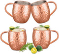 UNISWEET Moscow Mule Mugs Copper Cups Set of 4 Copper Mugs with 304 Stainless Steel Lining,Perfect For Wine, Beer, Cold Drink, Bar, Party, Gifts