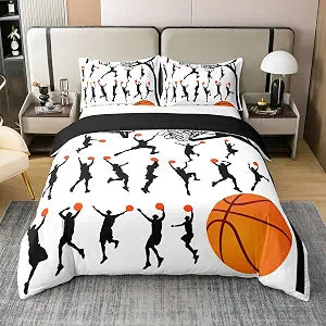 jejeloiu Basketball Print Bedding Duvet Cover Full Size Breathable