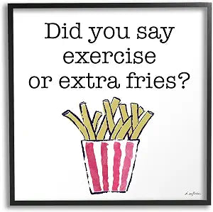 'Exercise or Extra Fries Striped Fry'| Framed Giclee Art