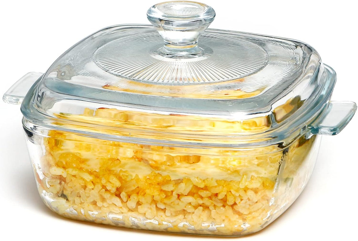 NUTRIUPS 0.8L Glass Casserole Dish with Lid Oven Safe Square Casserole Dish
