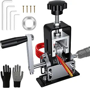 Wire Stripper Machine, 0.06"-1" Manual Wire Stripping Machine, Scrapping Copper Wire Stripper with Replacement Blades, Drill Powered Hand Crank Wire Stripper Tool for Scrap Copper Recycling, Diy