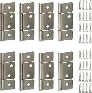 Three Leaf Non-Mortised Hinge for Mobile Home & RV Interior 8 Packa Satin Nickel Door Hinges with Screws