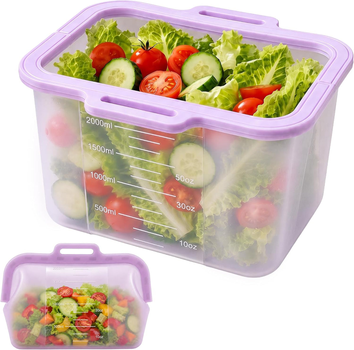 JOCXSPI Magnetic Fast Seal Reusable Silicone Food Storage Bag, 68 oz